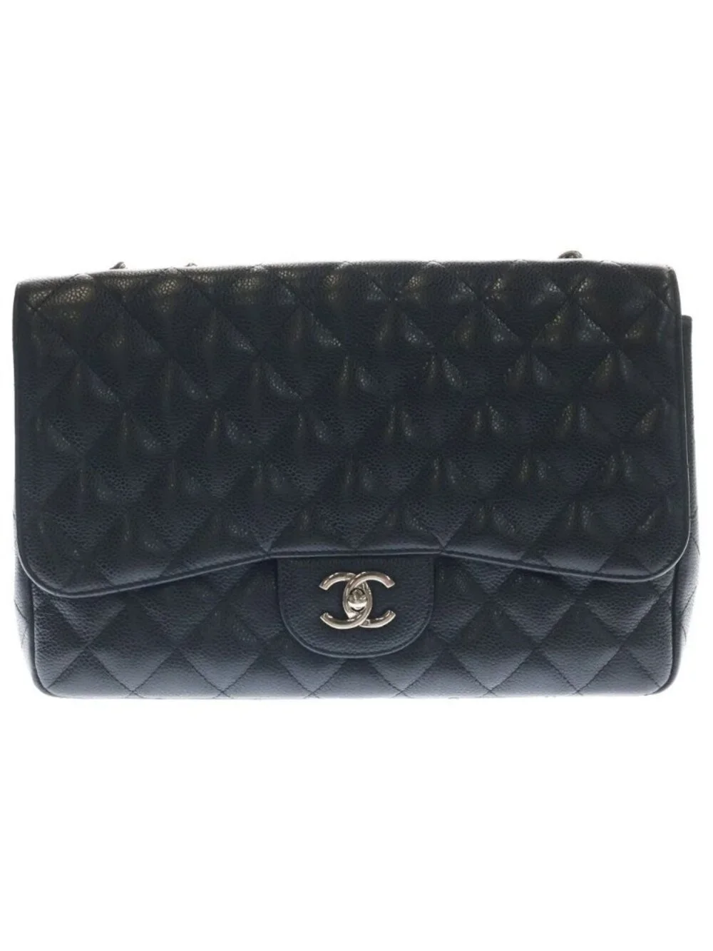 Chanel Maxi Quilted 30 S Flap Chain Shoulder Bag Black Caviar Leather Box Card